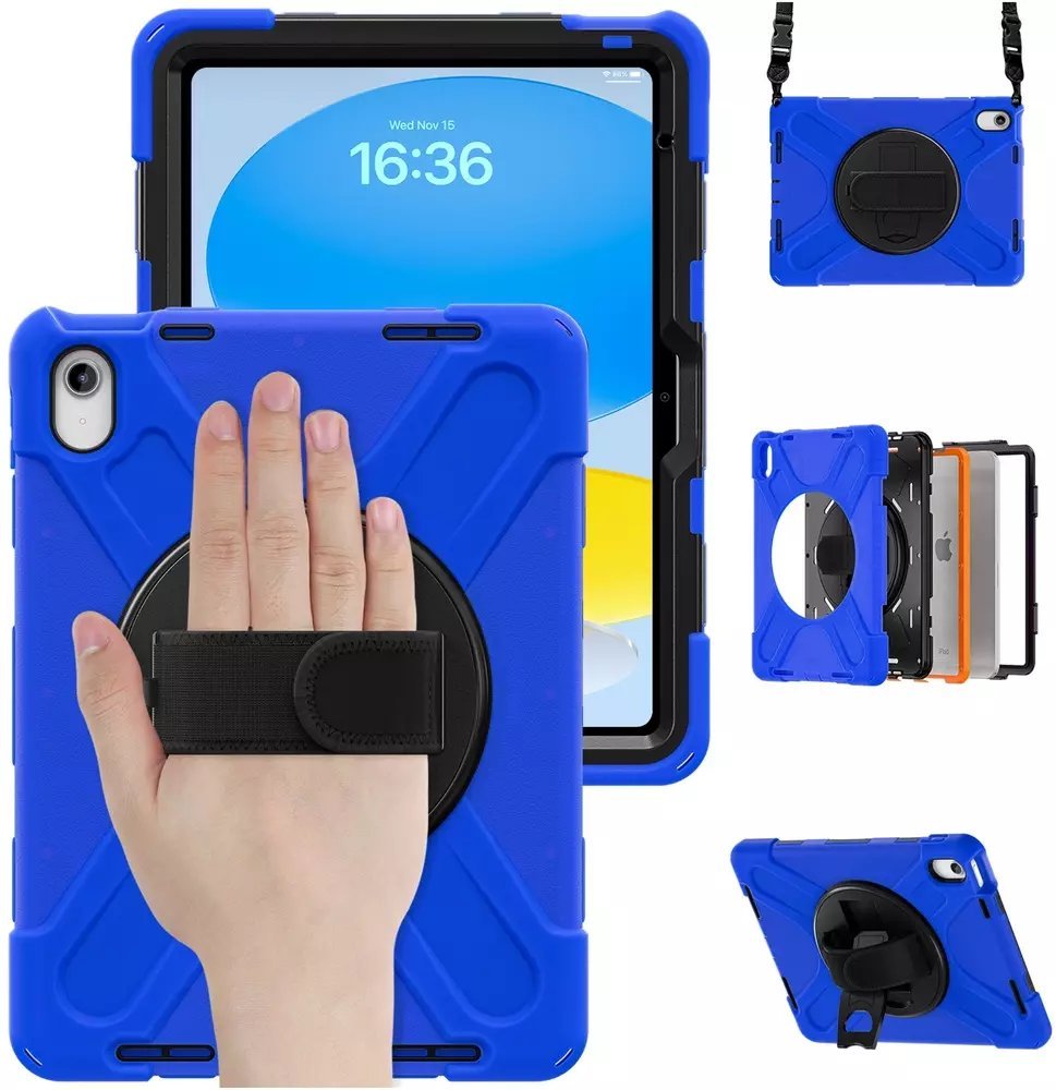 Etui na tablet 4kom.pl Etui Shockproof z uchwytem do Apple iPad 10.9 2022/11 A16 2025, niebieskie