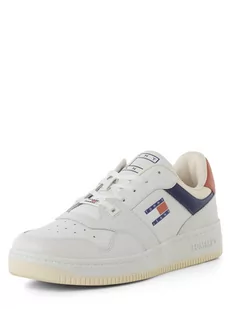 Tommy Jeans - Męskie tenisówki ze skóry, biały|wielokolorowy - Trampki męskie - miniaturka - grafika 1