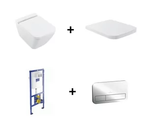 Villeroy & Boch Finion Zestaw Toaleta WC bez kołnierza z powłoką CeramicPlus i deską wolnoopadającą biały Weiss Alpin + stelaż + przycisk WC chrom 4664R0R1+9M88S1R1+92246100+92249061 - odbiór osobisty: Kraków, Warszawa, 29-Innych-Miast - Miski WC - miniaturka - grafika 1
