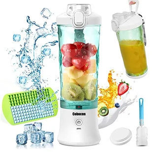 Mikser do smoothie Maker To Go, przenośny mikser stojący z 6 ostrzami ze stali nierdzewnej, z pokrywką podróżną, przenośny blender USB, butelka 600 ml, wodoszczelny - Blendery kielichowe - miniaturka - grafika 1