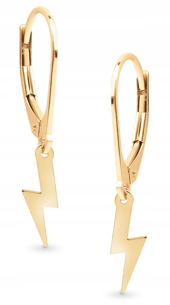 PIĘKNE ZŁOTE KOLCZYKI WISZĄCE BŁYSKAWICA 333