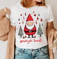 Bluzki damskie - damska koszulka z mikołajem - santa101 - miniaturka - grafika 1