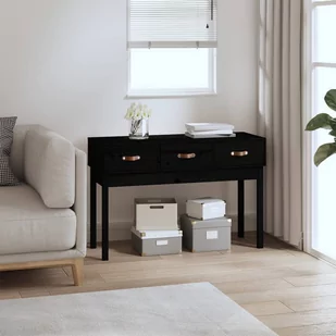 vidaXL Stolik konsolowy, czarny, 114x40x75 cm, lite drewno sosnowe - Konsole i sekretarzyki - miniaturka - grafika 1