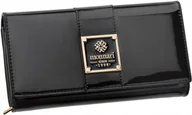Portfele - Monnari Elegancki Portfel Damski Klasyczny Duży Czarny Lakierowany Prezent - miniaturka - grafika 1