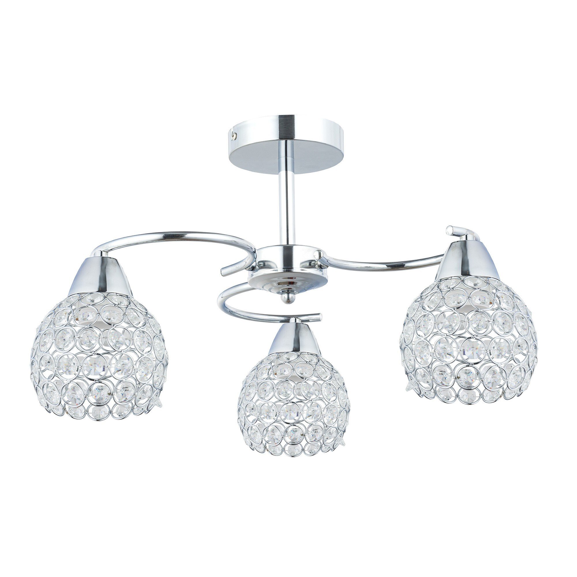 HowHomely lampa sufitowa Crystal potrójna srebrna 55x15x40 cm szkło stal chromowana