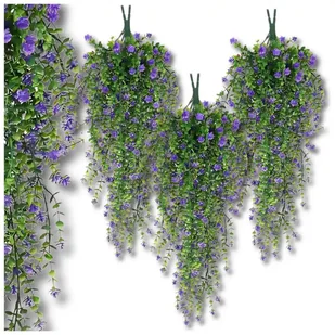 Wiszące kwiaty dekoracyjne sztuczne 3szt pnące fioletowe - Sztuczne kwiaty - miniaturka - grafika 1