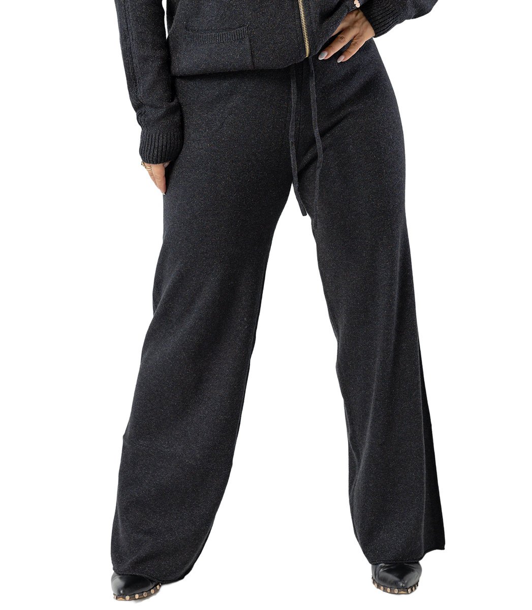 Luźne spodnie z melanżowej dzianiny AMELIA-L/XL