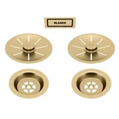 Pozostałe akcesoria kuchenne - Zestaw BLANCO Zestaw elementów stalowych w kolorze satin gold, do armatury przelewowo-odpływowej InFino, do dwóch komór 203477 - miniaturka - grafika 1