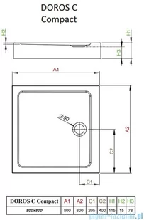 Radaway Doros C Compact Stone brodzik kwadratowy 80x80x11,5cm czarny SDRC8080-05-54S - Brodziki prysznicowe - miniaturka - grafika 2