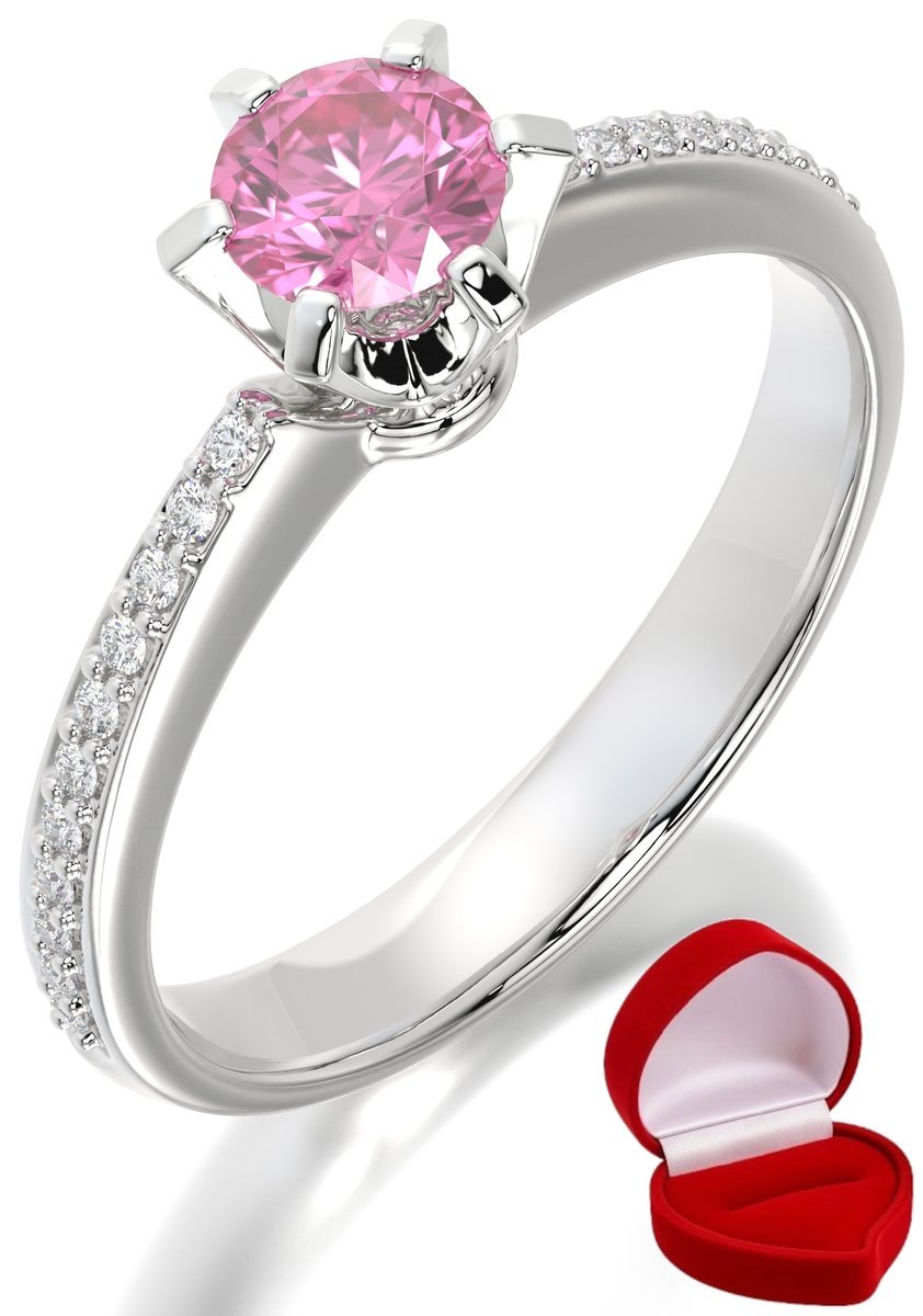 ZŁOTY PIERŚCIONEK ZARĘCZYNOWY 585 14k SZAFIR 0,30 ct BIAŁE ZŁOTO R6