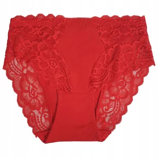 Majtki Figi ZESTAW Bawełniane WYSOKI STAN Koronka Seksowne 806 RED XXXL 1 - Majtki damskie - miniaturka - grafika 1