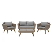 Fotele i krzesła ogrodowe - Beliani Zestaw ogrodowy 4-osobowy rattan szaro-brązowy VITTORIA - miniaturka - grafika 1