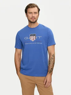 Gant T-Shirt Archive Shield 2003199 Niebieski Regular Fit - Koszulki męskie - miniaturka - grafika 1