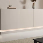 Komody - Komoda 3-drzwiowa z oświetleniem LED z MDF - Beżowy i efekt białego marmuru - DEVIKA marki Pascal Morabito - miniaturka - grafika 1