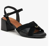 Sandały damskie - Geox Sandały Damskie Skórzane Czarne Klocek 37 Jtk - miniaturka - grafika 1