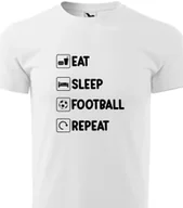 Piżamy damskie - Piżama Męska Biała + Szare Spodenki EAT SLEEP FOOTBALL REPEAT Wzory Rozm M - miniaturka - grafika 1