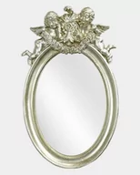 Lustra - Lustro Ozdobne Owalne Rama Srebrna Aniołki z Girlandą - miniaturka - grafika 1