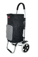Torby i wózki na zakupy - Wózek na zakupy czarno-szary torba zakupowa komora chłodząca duże kółka - miniaturka - grafika 1