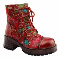 Botki damskie - Laura Vita Botki damskie skórzane KLEO 02 ROUGE czerwone - miniaturka - grafika 1