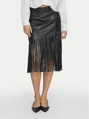 Spódnice - Vila Spódnica z imitacji skóry Pen 14100271 Czarny Regular Fit - miniaturka - grafika 1