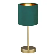 Noże stołowe - Metalowa lampa stołowa w zielono-złotym kolorze z tekstylnym kloszem (wysokość 34 cm) Aura – Fischer & Honsel - miniaturka - grafika 1