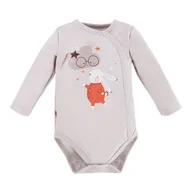 Body dla niemowląt - EWA 728357 MELLOW Body DŁ rozpinane szare 50 - miniaturka - grafika 1