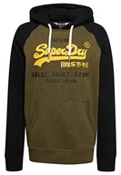 Bluzy męskie - Superdry Męska bluza z kapturem, Black/Olive Marl, L - miniaturka - grafika 1