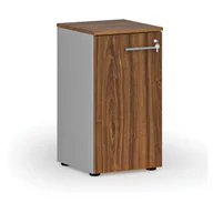 Szafy biurowe - Szafa biurowa niska z drzwiami PRIMO GRAY, 740 x 400 x 420 mm, szary/orzech - miniaturka - grafika 1