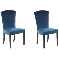 Krzesła - Lumarko Zestaw 2 Krzeseł Do Jadalni Welurowy Niebieski Piseco - miniaturka - grafika 1