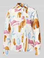 Koszule damskie - Bluzka koszulowa lniana o kroju regular fit z kieszenią na piersi - miniaturka - grafika 1