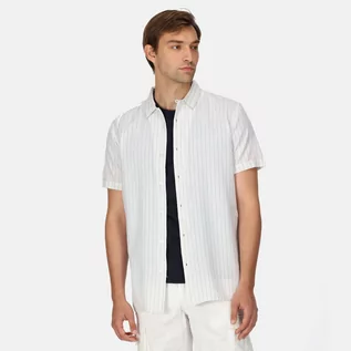 Koszule męskie - Regatta Męska Koszula z Krótkim Rękawem Shorebay Biały w Paski, Rozmiar: Xxl - grafika 1