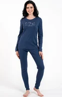 Piżamy damskie - Piżama damska granatowa na długi rękaw i z długą nogawką Lita, Kolor granatowy melanż, Rozmiar M, Italian Fashion - Primodo.com - miniaturka - grafika 1