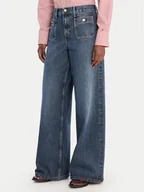 Spodnie damskie - Tommy Hilfiger Jeansy WW0WW49387 Niebieski Wide Leg - miniaturka - grafika 1