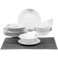 Serwisy obiadowe - Serwis Obiadowy Porcelanowy 18EL 6OSÓB Komplet Zestaw Talerzy Biały Czarny - miniaturka - grafika 1