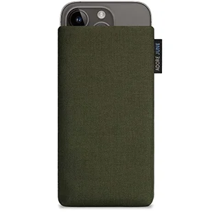 Adore June Klasyczne oliwkowo-zielone etui kompatybilne z iPhone 14 i iPhone 14 Pro, etui na telefon komórkowy z wytrzymałego materiału Cordura z efektem czyszczenia wyświetlacza, wyprodukowano w Europie - Etui i futerały do telefonów - miniaturka - grafika 1