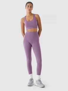 Damskie legginsy treningowe 4F 4FWAW24TFTIF278 - fioletowe - Spodnie sportowe damskie - miniaturka - grafika 1