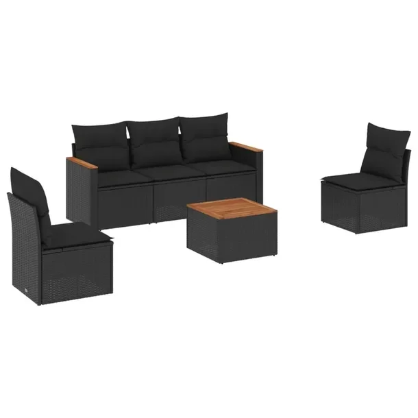 Modułowy zestaw mebli ogrodowych z rattanem PE, czarny, wymiary: 55x62x69
