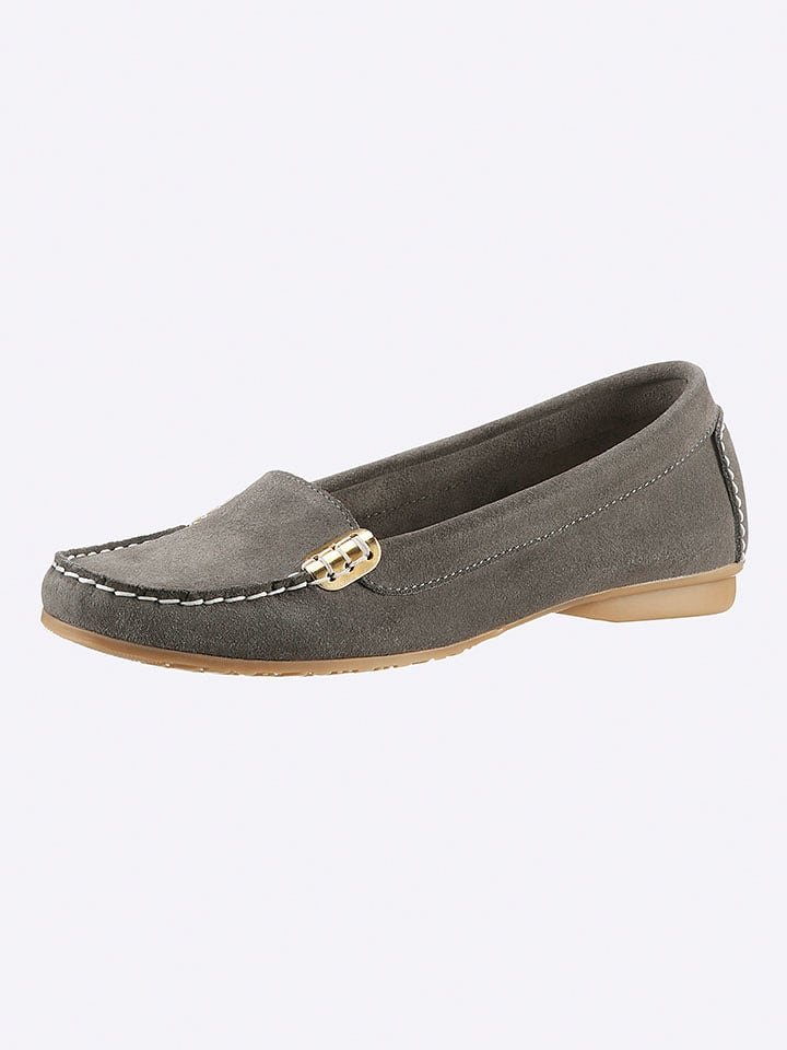 Heine Skórzane slippersy w kolorze khaki