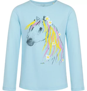T-shirt z długim rękawem dla dziewczynki, z koniem, niebieski, 3-8 lat - Bluzki dla dziewczynek - miniaturka - grafika 1