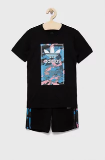 Dresy i komplety dla dziewczynek - adidas Originals komplet bawełniany dziecięcy kolor czarny - grafika 1