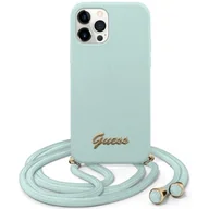 Etui i futerały do telefonów - Guess GUHCP12LLSCLMGLB iPhone 12 Pro Max 6,7" jasno niebieski/light blue hardcase Metal Logo Cord GUE001082 - miniaturka - grafika 1