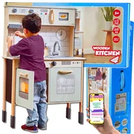 Zabawki AGD - DREWNIANA KUCHNIA DLA DZIECI DZIECKA ZABAWA W DOMU ODGRYWANIE RÓL • ŚWIATŁO I DŹWIĘK • PREZENT DLA DZIEWCZYNKI I CHŁOPCA + EBOOK - miniaturka - grafika 1