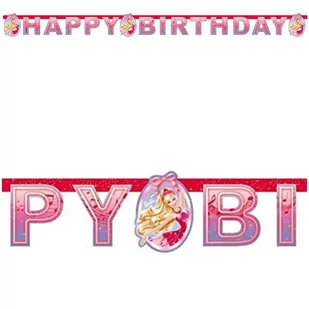 Amscan Girlanda "Barbie - Happy Birthday", różowa, 180 cm 552391 - Urodziny dziecka - miniaturka - grafika 1