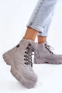 Botki damskie - Damskie Botki Trapery Memory Foam Big Star KK274367 Szare-36 - miniaturka - grafika 1