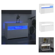 Szafki RTV - vidaXL Szafka pod TV z oświetleniem LED biały wysoki połysk 60x35x40 cm - Meble TV - miniaturka - grafika 1