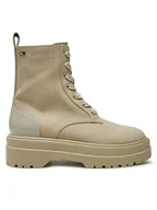 Botki damskie - Tommy Hilfiger Trapery Flag Ventile Lace Up Boot FW0FW08287 Beżowy - miniaturka - grafika 1