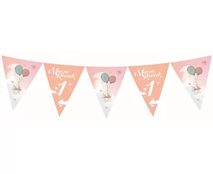 Godan Baner flagi Mam już roczek z króliczkiem dla dziewczynki - 3,26 m PG-BRKR - Baby shower i roczek - miniaturka - grafika 1