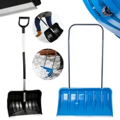 Łopaty do śniegu - Zestaw do odśnieżania zgarniacz niebieski + łopata do śniegu trzon aluminiowy czarna - miniaturka - grafika 1
