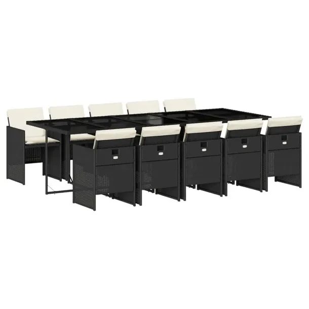 Zestaw Mebli Ogrodowych Rattan PE Czarny, Stół 275x106x73cm, Krzesło 50,