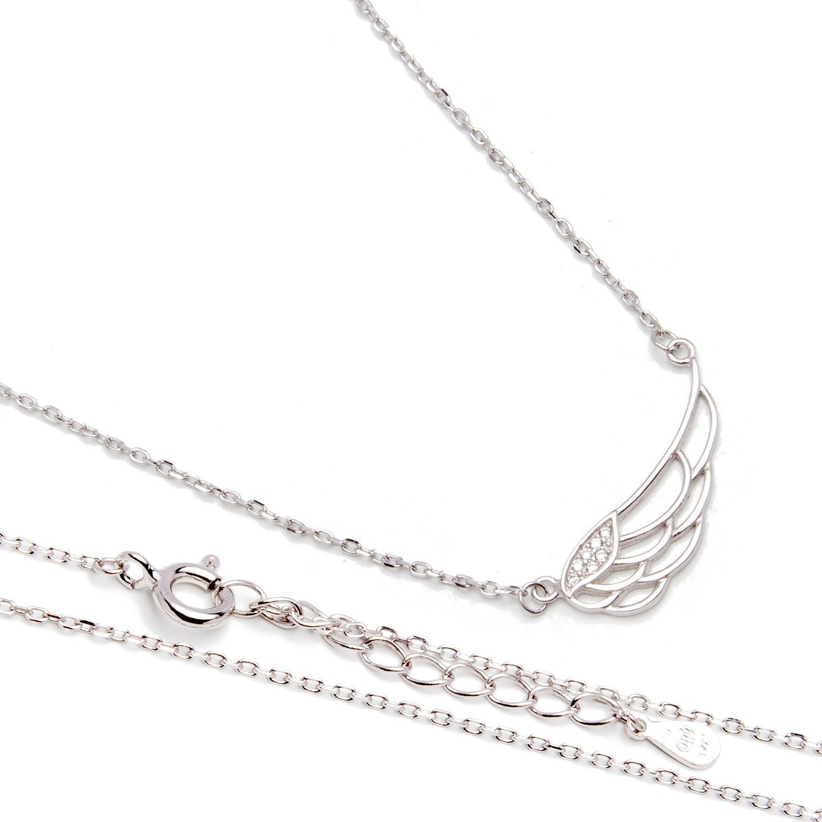 Srebrny naszyjnik celebrytka skrzydło z cyrkoniami